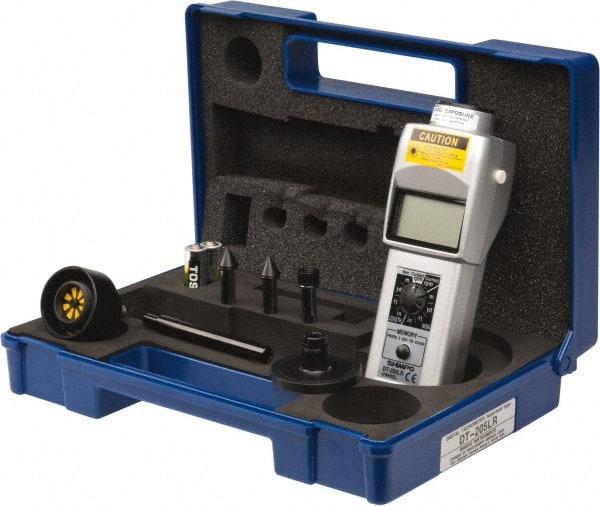SHIMPO - Accurate up to 0.006 +/- 1% Digit (6 RPM Max) (25,000 to 99,999 RPM), 1 RPM Resolution, Contact and Noncontact Tachometer - 6.5945 Inch Long x 2.3622 Inch Wide x 1.811 Inch Meter Thick, 6 to 99,999 RPM Measurement - Exact Tooling