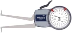 Mitutoyo - 1.6 to 2.4" Inside Dial Caliper Gage - 0.0005" Graduation, 0.0015" Accuracy, 3.3" Leg Length, 0.31" Deep x 0.06" Wide Groove, Ball Contact Points - Exact Tooling