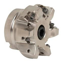 Seco - 6 Inserts, 2-1/2" Cut Diam, 3/4" Arbor Diam, 0.295" Max Depth of Cut, Indexable Square-Shoulder Face Mill - 0/90° Lead Angle, 1.57" High, XNEX 0806.. Insert Compatibility, Through Coolant, Series Square 6 - Exact Tooling