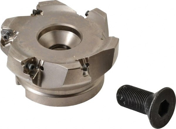 Seco - 6 Inserts, 4" Cut Diam, 1-1/2" Arbor Diam, 0.295" Max Depth of Cut, Indexable Square-Shoulder Face Mill - 0/90° Lead Angle, 1.97" High, XNEX 0806.. Insert Compatibility, Through Coolant, Series Square 6 - Exact Tooling