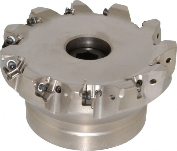 Seco - 11 Inserts, 5" Cut Diam, 1-1/2" Arbor Diam, 0.295" Max Depth of Cut, Indexable Square-Shoulder Face Mill - 0/90° Lead Angle, 2.48" High, XNEX 0806.. Insert Compatibility, Through Coolant, Series Square 6 - Exact Tooling