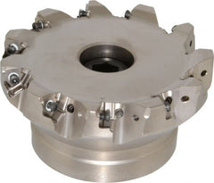 Seco - 11 Inserts, 5" Cut Diam, 1-1/2" Arbor Diam, 0.295" Max Depth of Cut, Indexable Square-Shoulder Face Mill - 0/90° Lead Angle, 2.48" High, XNEX 0806.. Insert Compatibility, Through Coolant, Series Square 6 - Exact Tooling