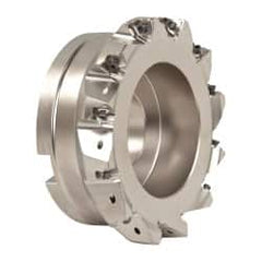 Seco - 12 Inserts, 6" Cut Diam, 2" Arbor Diam, 0.295" Max Depth of Cut, Indexable Square-Shoulder Face Mill - 0/90° Lead Angle, 2.48" High, XNEX 0806.. Insert Compatibility, Through Coolant, Series Square 6 - Exact Tooling