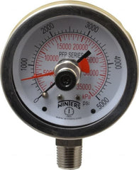 Winters - 2-1/2" Dial, 1/4 Thread, 0-5,000 Scale Range, Pressure Gauge - Lower Connection Mount, Accurate to 1% of Scale - Exact Tooling
