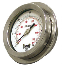 Winters - 2-1/2" Dial, 1/4 Thread, 0-30 Scale Range, Pressure Gauge - Front Flange Panel Mount, Center Back Connection Mount, Accurate to 1.6% of Scale - Exact Tooling
