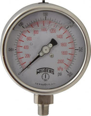 Winters - 4" Dial, 1/4 Thread, 0-300 Scale Range, Pressure Gauge - Lower Connection Mount, Accurate to 1% of Scale - Exact Tooling