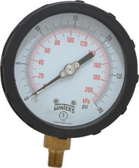 Winters - 4" Dial, 1/4 Thread, 0-30 Scale Range, Pressure Gauge - Lower Connection Mount, Accurate to 1% of Scale - Exact Tooling
