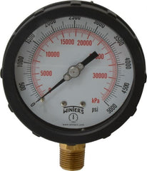 Winters - 4" Dial, 1/2 Thread, 0-5,000 Scale Range, Pressure Gauge - Lower Connection Mount, Accurate to 1% of Scale - Exact Tooling