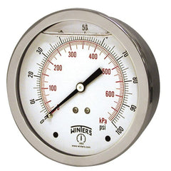 Winters - 1-1/2" Dial, 1/8 Thread, 0-160 Scale Range, Pressure Gauge - Center Back Connection Mount, Accurate to 2.5% of Scale - Exact Tooling