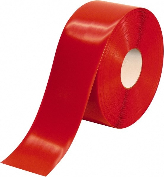 PRO-SAFE - Red Solid Color PVC Tape - 4" Wide x 100' Long x 50 mil Thick, General Traffic - Exact Tooling