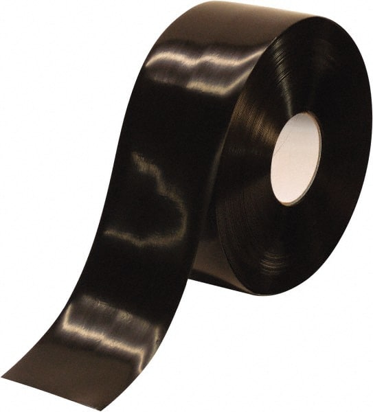 PRO-SAFE - Black Solid Color PVC Tape - 4" Wide x 100' Long x 50 mil Thick, General Traffic - Exact Tooling