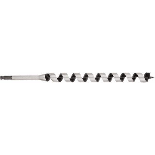 Irwin - 1-1/8", 7/16" Diam Hex Shank, 17" Overall Length with 15" Twist, Ship Auger Bit - Exact Tooling