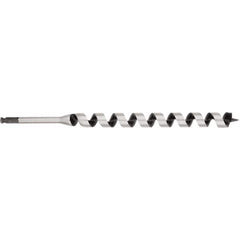 Irwin - 1-1/8", 7/16" Diam Hex Shank, 17" Overall Length with 15" Twist, Ship Auger Bit - Exact Tooling