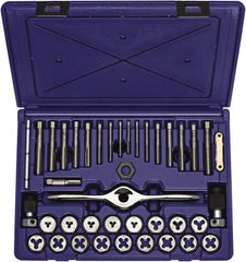 Irwin - M3x0.70 to M12x1.75 Tap, M3x0.70 to M12x1.75 Die, Metric, Tap and Die Set - High Speed Steel, High Speed Steel Taps, Plug Taps, Nonadjustable, 40 Piece Set - Exact Tooling