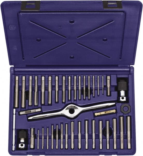Irwin - 3 & 4 Flute, Plug, Bright Finish, Carbon Steel Tap Set - Right Hand Cut - Exact Tooling