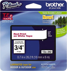 Brother - 3/4" Wide x 314.4" Long, White Plastic/Paper Tape Cassette - For Label Maker - Exact Tooling