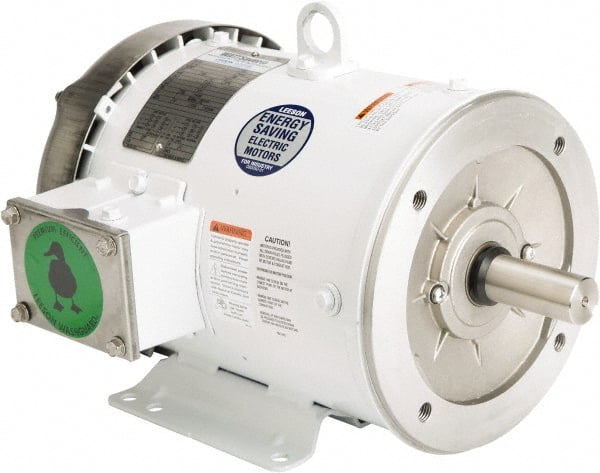 Leeson - 3 Max hp, 1,800 Max RPM, Premium Efficient Electric AC DC Motor - 230/460 V Input, Three Phase, 182TC Frame, C-Face with Base Mount, TEFC Enclosure - Exact Tooling
