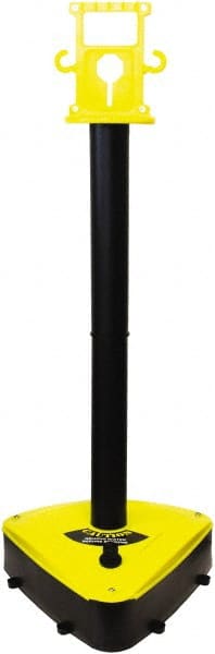 PRO-SAFE - 46-1/2" High, 3" Pole Diam, Warning Post - 55-1/4" Base Diam, Triangle Plastic Base, Black & Yellow Plastic Post, For Outdoor Use - Exact Tooling