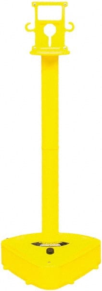 PRO-SAFE - 46-1/2" High, 3" Pole Diam, Warning Post - 55-1/4" Base Diam, Triangle Plastic Base, Yellow Plastic Post, For Outdoor Use - Exact Tooling
