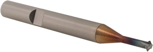 Emuge - 24 TPI, Internal Single Profile Thread Mill - #10" Noml Diam, 0.136" Cut Diam, 1/4" Shank Diam, 3 Flute, 1-3/8" Neck Length, 2-1/2" OAL, TiCN Finish - Exact Tooling