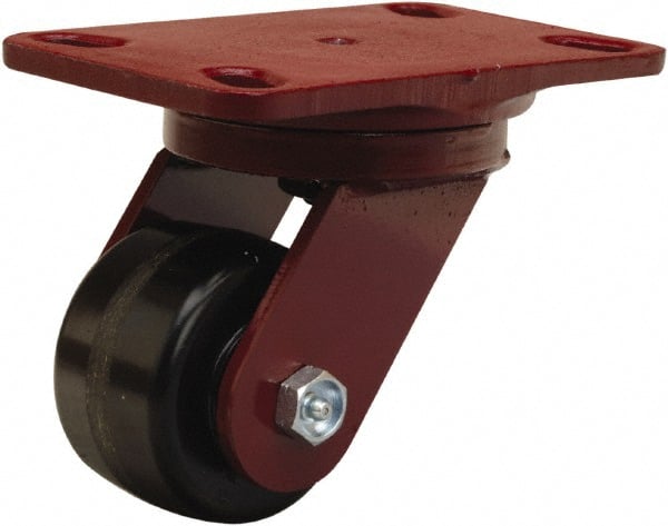 Hamilton - 3-1/4" Diam x 2" Wide x 5-1/4" OAH Top Plate Mount Swivel Caster - Phenolic, 700 Lb Capacity, Straight Roller Bearing, 4-1/2 x 6-1/2" Plate - Exact Tooling