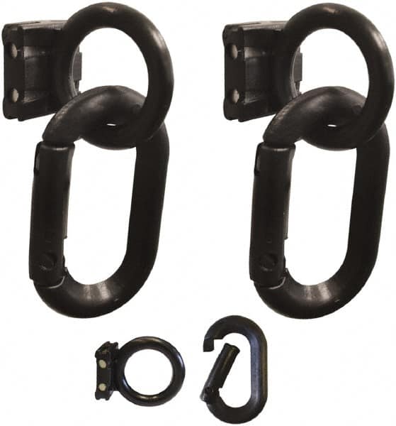 PRO-SAFE - 1-1/2" High x 4" Long x 1-1/4" Wide Barrier Magnet Carabiner Kit - Matte Finish, Black, Use with Plastic Chain - Exact Tooling