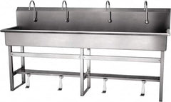 SANI-LAV - 77" Long x 16-1/2" Wide Inside, 1 Compartment, Grade 304 Stainless Steel Hands Free Hand Sink - 16 Gauge, 80" Long x 20" Wide x 45" High Outside, 8" Deep - Exact Tooling