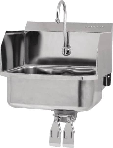 SANI-LAV - 17" Long x 14" Wide Inside, 1 Compartment, Grade 304 Stainless Steel Hands Free Hand Sink - 18 Gauge, 19" Long x 18" Wide x 21" High Outside, 7" Deep - Exact Tooling