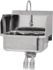SANI-LAV - 17" Long x 14" Wide Inside, 1 Compartment, Grade 304 Stainless Steel Hands Free Hand Sink - 18 Gauge, 19" Long x 18" Wide x 21" High Outside, 7" Deep - Exact Tooling