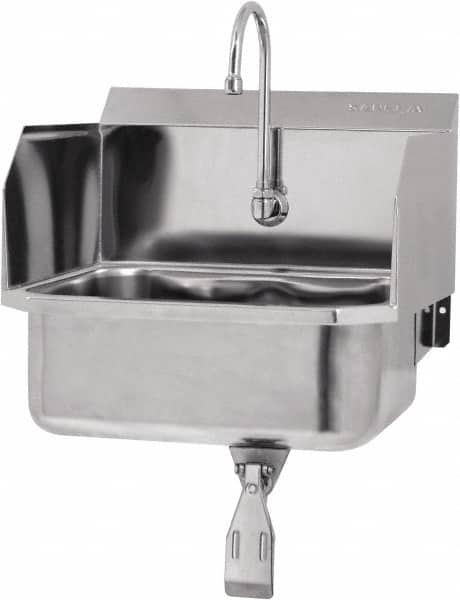 SANI-LAV - 17" Long x 14" Wide Inside, 1 Compartment, Grade 304 Stainless Steel Hands Free Hand Sink - 18 Gauge, 19" Long x 18" Wide x 21" High Outside, 7" Deep - Exact Tooling