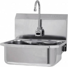 SANI-LAV - 17" Long x 14" Wide Inside, 1 Compartment, Grade 304 Stainless Steel Hands Free Hand Sink - 18 Gauge, 19" Long x 18" Wide x 21" High Outside, 7" Deep - Exact Tooling