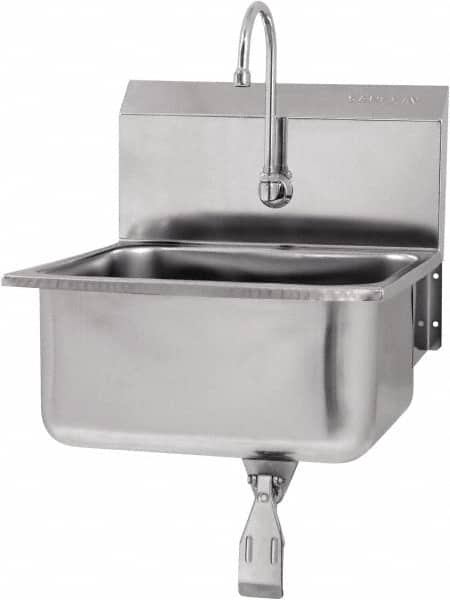 SANI-LAV - 19" Long x 16" Wide Inside, 1 Compartment, Grade 304 Stainless Steel Hands Free Hand Sink - 18 Gauge, 21" Long x 20" Wide x 24" High Outside, 10" Deep - Exact Tooling