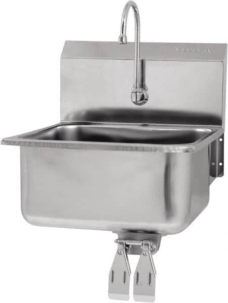 SANI-LAV - 19" Long x 16" Wide Inside, 1 Compartment, Grade 304 Stainless Steel Hands Free Hand Sink - 18 Gauge, 21" Long x 20" Wide x 24" High Outside, 10" Deep - Exact Tooling