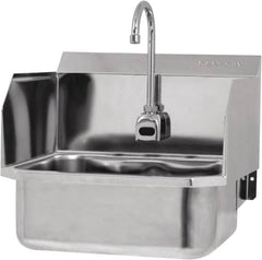 SANI-LAV - 17" Long x 14" Wide Inside, 1 Compartment, Grade 304 Stainless Steel Hands Free Hand Sink - 18 Gauge, 19" Long x 18" Wide x 21" High Outside, 7" Deep - Exact Tooling