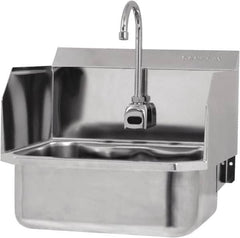 SANI-LAV - 17" Long x 14" Wide Inside, 1 Compartment, Grade 304 Stainless Steel Hands Free Hand Sink - 18 Gauge, 19" Long x 18" Wide x 21" High Outside, 7" Deep - Exact Tooling