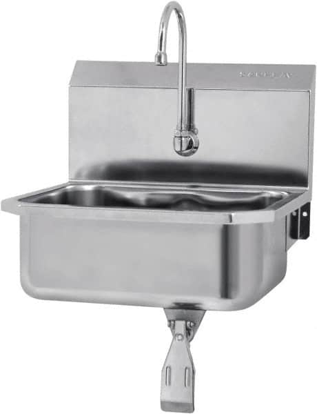 SANI-LAV - 17" Long x 14" Wide Inside, 1 Compartment, Grade 304 Stainless Steel Hands Free Hand Sink - 18 Gauge, 19" Long x 18" Wide x 21" High Outside, 7" Deep - Exact Tooling