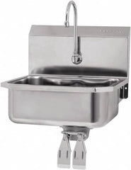 SANI-LAV - 17" Long x 14" Wide Inside, 1 Compartment, Grade 304 Stainless Steel Hands Free Hand Sink - 18 Gauge, 19" Long x 18" Wide x 21" High Outside, 7" Deep - Exact Tooling