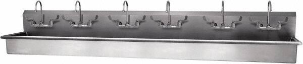 SANI-LAV - 117" Long x 16-1/2" Wide Inside, 1 Compartment, Grade 304 Stainless Steel Hand Sink - 16 Gauge, 120" Long x 20" Wide x 18" High Outside, 8" Deep - Exact Tooling