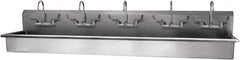 SANI-LAV - 97" Long x 16-1/2" Wide Inside, 1 Compartment, Grade 304 Stainless Steel Hand Sink-Wall Mount - 16 Gauge, 100" Long x 20" Wide x 18" High Outside, 8" Deep - Exact Tooling