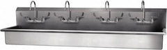 SANI-LAV - 77" Long x 16-1/2" Wide Inside, 1 Compartment, Grade 304 Stainless Steel Hand Sink-Wall Mount - 16 Gauge, 80" Long x 20" Wide x 18" High Outside, 8" Deep - Exact Tooling
