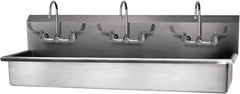 SANI-LAV - 57" Long x 16-1/2" Wide Inside, 1 Compartment, Grade 304 Stainless Steel Hand Sink-Wall Mount - 16 Gauge, 60" Long x 20" Wide x 18" High Outside, 8" Deep - Exact Tooling