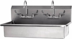 SANI-LAV - 37" Long x 16-1/2" Wide Inside, 1 Compartment, Grade 304 Stainless Steel Hand Sink-Wall Mount - 16 Gauge, 40" Long x 20" Wide x 18" High Outside, 8" Deep - Exact Tooling