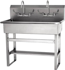SANI-LAV - 37" Long x 16-1/2" Wide Inside, 1 Compartment, Grade 304 Stainless Steel Hands Free Hand Sink - 16 Gauge, 40" Long x 20" Wide x 45" High Outside, 8" Deep - Exact Tooling