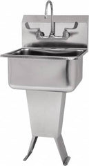 SANI-LAV - 19" Long x 16" Wide Inside, 1 Compartment, Grade 304 Stainless Steel Hand Sink-Pedestal Mount - 18 Gauge, 21" Long x 20" Wide x 46" High Outside, 10" Deep - Exact Tooling