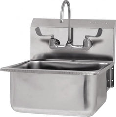 SANI-LAV - 19" Long x 16" Wide Inside, 1 Compartment, Grade 304 Stainless Steel Hand Sink-Wall Mount - 18 Gauge, 21" Long x 20" Wide x 24" High Outside, 10" Deep - Exact Tooling