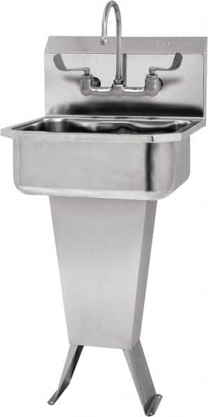 SANI-LAV - 17" Long x 14" Wide Inside, 1 Compartment, Grade 304 Stainless Steel Hand Sink-Pedestal Mount - 18 Gauge, 19" Long x 18" Wide x 46" High Outside, 7" Deep - Exact Tooling