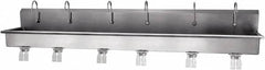 SANI-LAV - 117" Long x 16-1/2" Wide Inside, 1 Compartment, Grade 304 Stainless Steel Hands Free Hand Sink - 16 Gauge, 120" Long x 20" Wide x 18" High Outside, 8" Deep - Exact Tooling