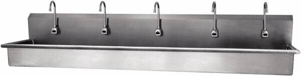 SANI-LAV - 97" Long x 16-1/2" Wide Inside, 1 Compartment, Grade 304 Stainless Steel Hands Free Hand Sink - 16 Gauge, 100" Long x 20" Wide x 18" High Outside, 8" Deep - Exact Tooling