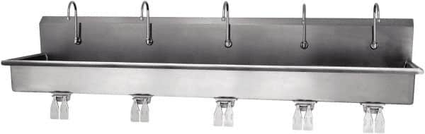 SANI-LAV - 97" Long x 16-1/2" Wide Inside, 1 Compartment, Grade 304 Stainless Steel Hands Free Hand Sink - 16 Gauge, 100" Long x 20" Wide x 18" High Outside, 8" Deep - Exact Tooling