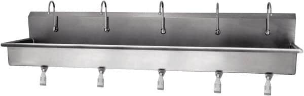 SANI-LAV - 97" Long x 16-1/2" Wide Inside, 1 Compartment, Grade 304 Stainless Steel Hands Free Hand Sink - 16 Gauge, 100" Long x 20" Wide x 18" High Outside, 8" Deep - Exact Tooling
